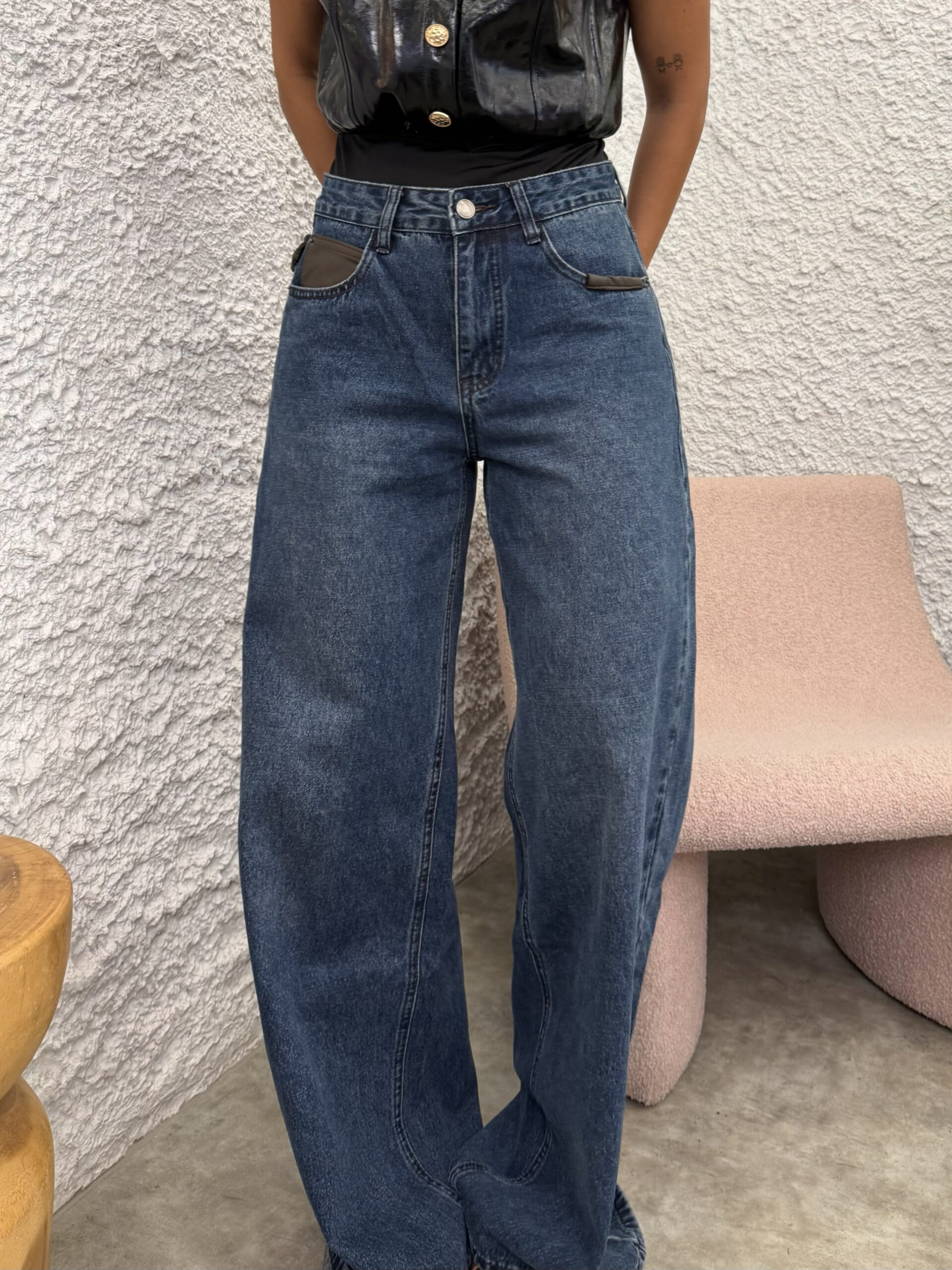 WIDE LEG BLUE DENIM
