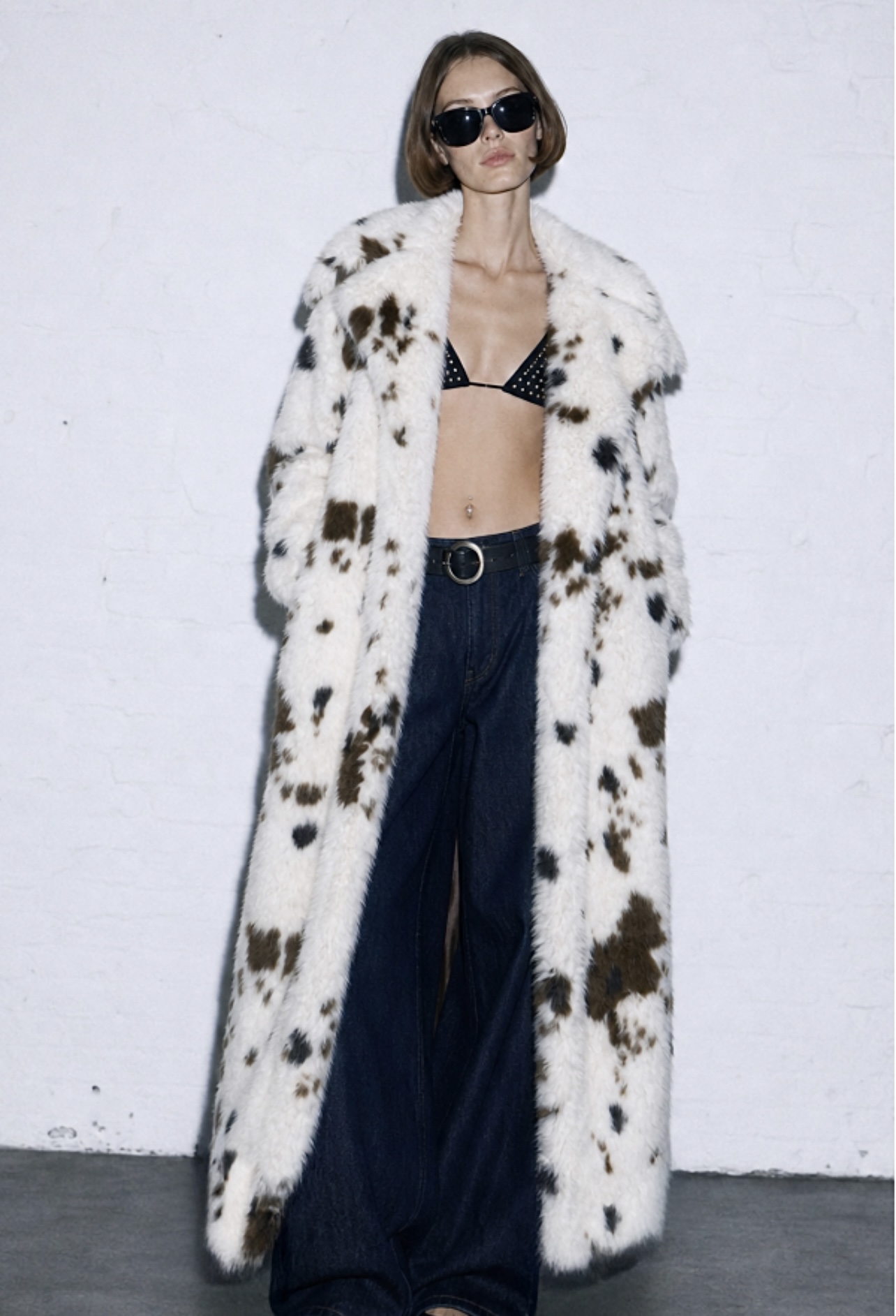 LONG FAUX FUR ANIMAL PRINT COAT - Image 4