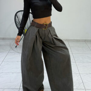 WIDE LEG GREY PANTS