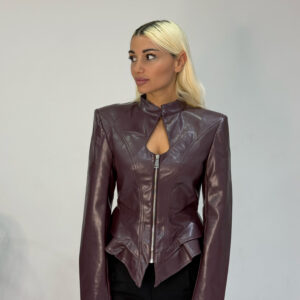 FAUX LEATHER BORDEAUX JACKET