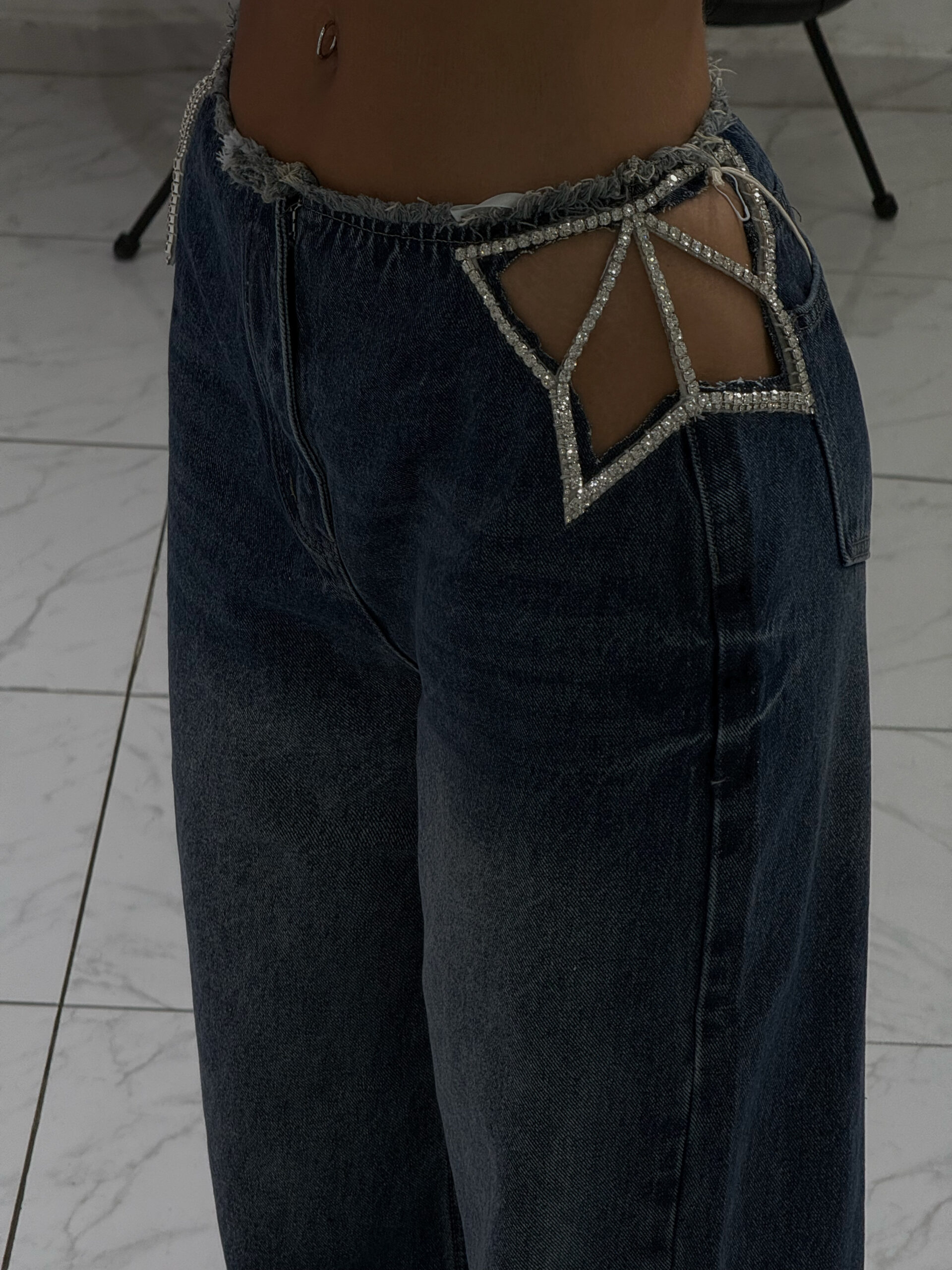 WIDE LEG DENIM WITH STRASS - Image 2