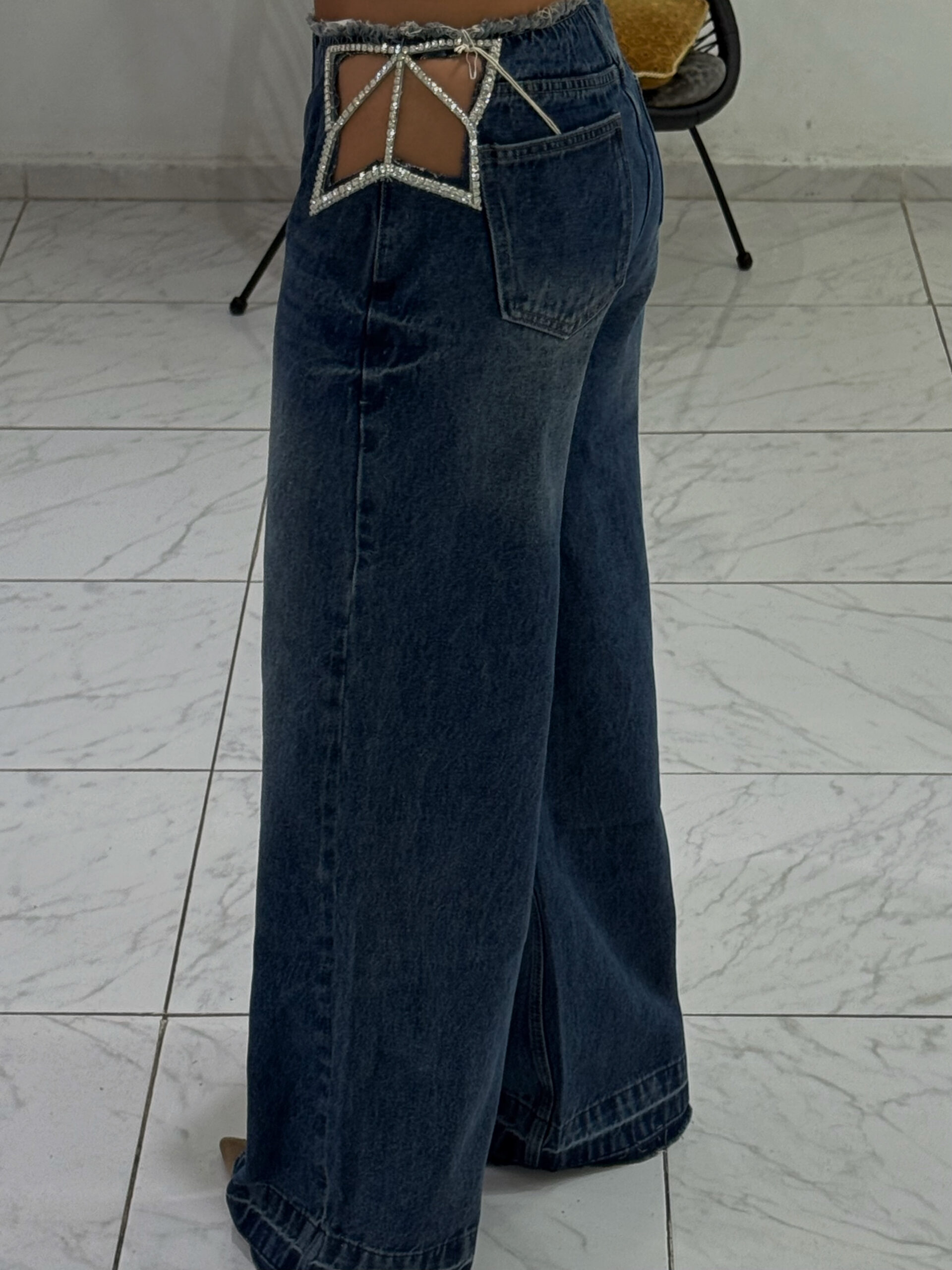WIDE LEG DENIM WITH STRASS - Image 3