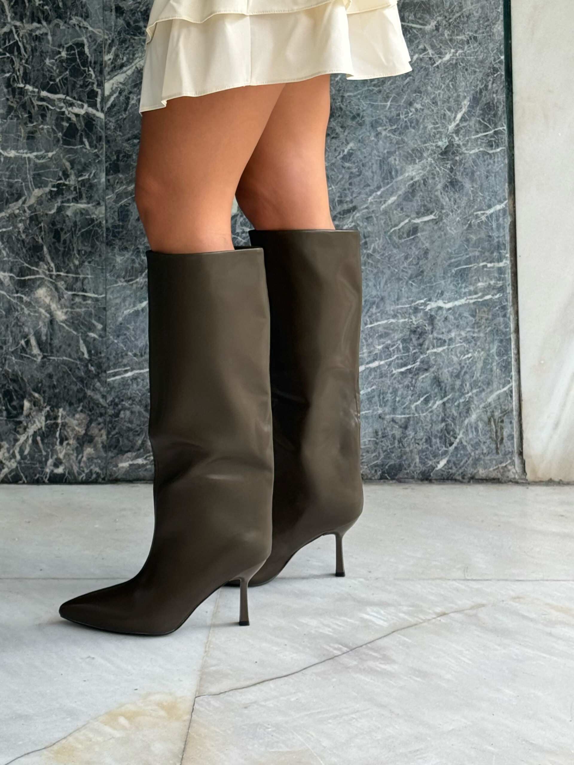 ECO LEATHER OLIVE BOOTS - Image 5
