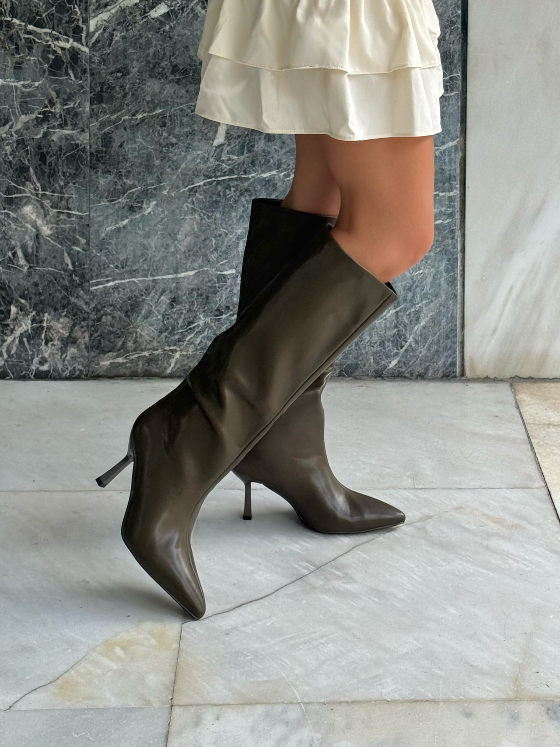 ECO LEATHER OLIVE BOOTS