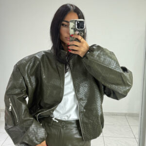 OLIVE ECO LEATHER JACKET