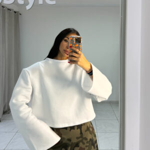 WHITE HOODIE WITH SHOULDER PADS